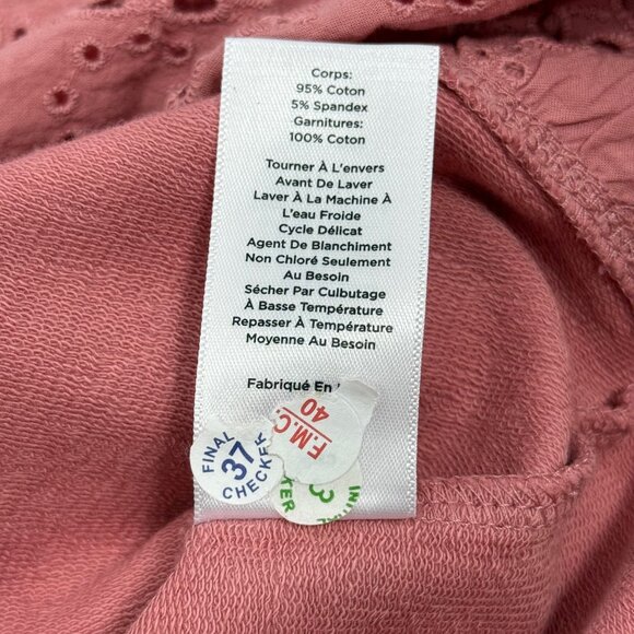 Talbot's Long Sleeved Eyelet Lace Trimmed Peplum Top Women's Size Small Pink Top - Picture 7 of 8